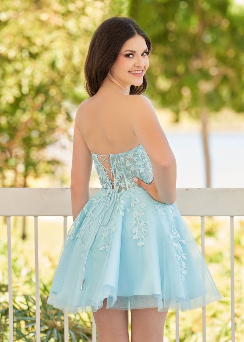 Petunia |A - Line Tulle Lace Homecoming Dress with Appliques - KissProm