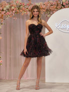 Kayla | A Line Strapless Floral Homecoming Dress - KissProm