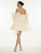 KissDress-Ronnie  A-Line Puff Long Sleeves Short Wedding Dresses With Bows