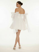 KissDress-Ronnie  A-Line Puff Long Sleeves Short Wedding Dresses With Bows