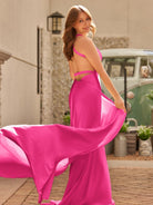 Quaylee | Yellow Mermaid V - Neck Satin Prom Dresses With Tail Evening Dress - KissProm