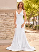 Quaylee | Yellow Mermaid V - Neck Satin Prom Dresses With Tail Evening Dress - KissProm