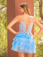 Willow | A - Line Strapless Scoop Tiered Sleeveless Short Homecoming Dress - KissProm