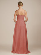 KissDress-Queniva Mulberry Sheath Chiffon Spaghetti Straps Ruffles Long Bridesmaid Dress with Slit