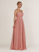 KissDress-Quillaine Mulberry A Line V Neck Twisted Long Bridesmaid Dress with Slit