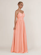 KissDress-Quillaine Rosette A Line V Neck Twisted Long Bridesmaid Dress with Slit
