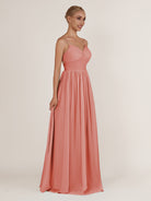 KissDress-Quillaine Wild Rose A Line V Neck Twisted Long Bridesmaid Dress with Slit