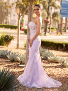 Raina | Mermaid Strapless Sequined Lace Prom Dress - KissProm