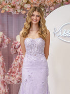 Raina | Mermaid Strapless Sequined Lace Prom Dress - KissProm
