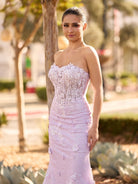 Raina | Mermaid Strapless Sequined Lace Prom Dress - KissProm