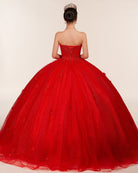 Red 3D Flowers Glitter Sequins Sleeveless Quinceanera Dresses - KissProm