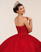 Red 3D Flowers Glitter Sequins Sleeveless Quinceanera Dresses - KissProm