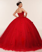 Red 3D Flowers Glitter Sequins Sleeveless Quinceanera Dresses - KissProm