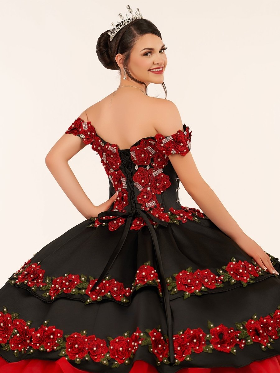 Red Off the Shoulder Quinceanera Dresses with Appliques - KissProm