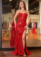 Kairi |Mermaid Spaghetti Straps Appliques Prom Dress with Slit - KissProm