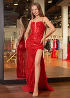 Kairi |Mermaid Spaghetti Straps Appliques Prom Dress with Slit - KissProm