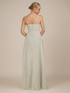 KissDress-Rhonda Dove Gray Sheath Chiffon V Neck Ruffled Long Bridesmaid Dress with Slit