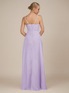 KissDress-Rhonda Lavender Sheath Chiffon V Neck Ruffled Long Bridesmaid Dress with Slit