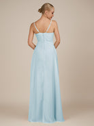 KissDress-Rhonda Sky Blue Sheath Chiffon V Neck Ruffled Long Bridesmaid Dress with Slit