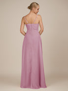 KissDress-Rhonda Vintage Mauve Sheath Chiffon V Neck Ruffled Long Bridesmaid Dress with Slit