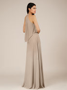 KissDress-Rhoswen Almond Sheath Chiffon Halter Neck Long Bridesmaid Dress