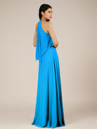 KissDress-Rhoswen Blue Jay Sheath Chiffon Halter Neck Long Bridesmaid Dress