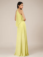 KissDress-Rhoswen Buttercup Sheath Chiffon Halter Neck Long Bridesmaid Dress