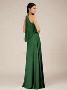 KissDress-Rhoswen Dark Green Sheath Chiffon Halter Neck Long Bridesmaid Dress