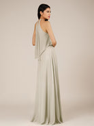 KissDress-Rhoswen Dove Gray Sheath Chiffon Halter Neck Long Bridesmaid Dress