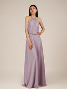 KissDress-Rhoswen Dusk Sheath Chiffon Halter Neck Long Bridesmaid Dress