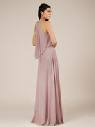 KissDress-Rhoswen Dusty Rose Sheath Chiffon Halter Neck Long Bridesmaid Dress