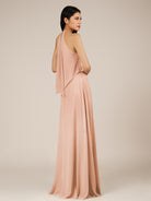 KissDress-Rhoswen English Rose Sheath Chiffon Halter Neck Long Bridesmaid Dress