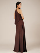 KissDress-Rhoswen Espresso Sheath Chiffon Halter Neck Long Bridesmaid Dress