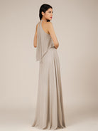 KissDress-Rhoswen Frost Sheath Chiffon Halter Neck Long Bridesmaid Dress