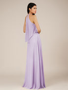 KissDress-Rhoswen Lavender Sheath Chiffon Halter Neck Long Bridesmaid Dress