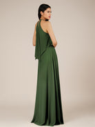 KissDress-Rhoswen Moss Sheath Chiffon Halter Neck Long Bridesmaid Dress
