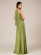 KissDress-Rhoswen Moss Green Sheath Chiffon Halter Neck Long Bridesmaid Dress