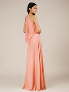 KissDress-Rhoswen Rosette Sheath Chiffon Halter Neck Long Bridesmaid Dress