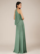 KissDress-Rhoswen Sea Glass Sheath Chiffon Halter Neck Long Bridesmaid Dress
