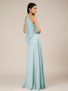 KissDress-Rhoswen Sky Blue Sheath Chiffon Halter Neck Long Bridesmaid Dress