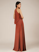 KissDress-Rhoswen Spice Sheath Chiffon Halter Neck Long Bridesmaid Dress