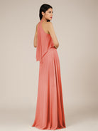 KissDress-Rhoswen Sunset Sheath Chiffon Halter Neck Long Bridesmaid Dress