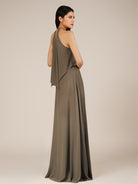 KissDress-Rhoswen Willow Green Sheath Chiffon Halter Neck Long Bridesmaid Dress