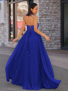 Rodri | A Line Light Pink Strapless Chiffon Long Prom Dress - KissProm