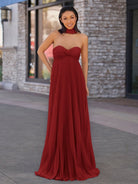 Rodri | A Line Light Pink Strapless Chiffon Long Prom Dress - KissProm