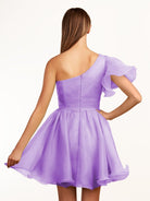 Rose | Ivory A - line One Shoulder Organza Ruffled Homecoming Dress - KissProm