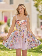 Sarah | A - Line Black Short Homecoming Dress with 3D Flowers - KissProm