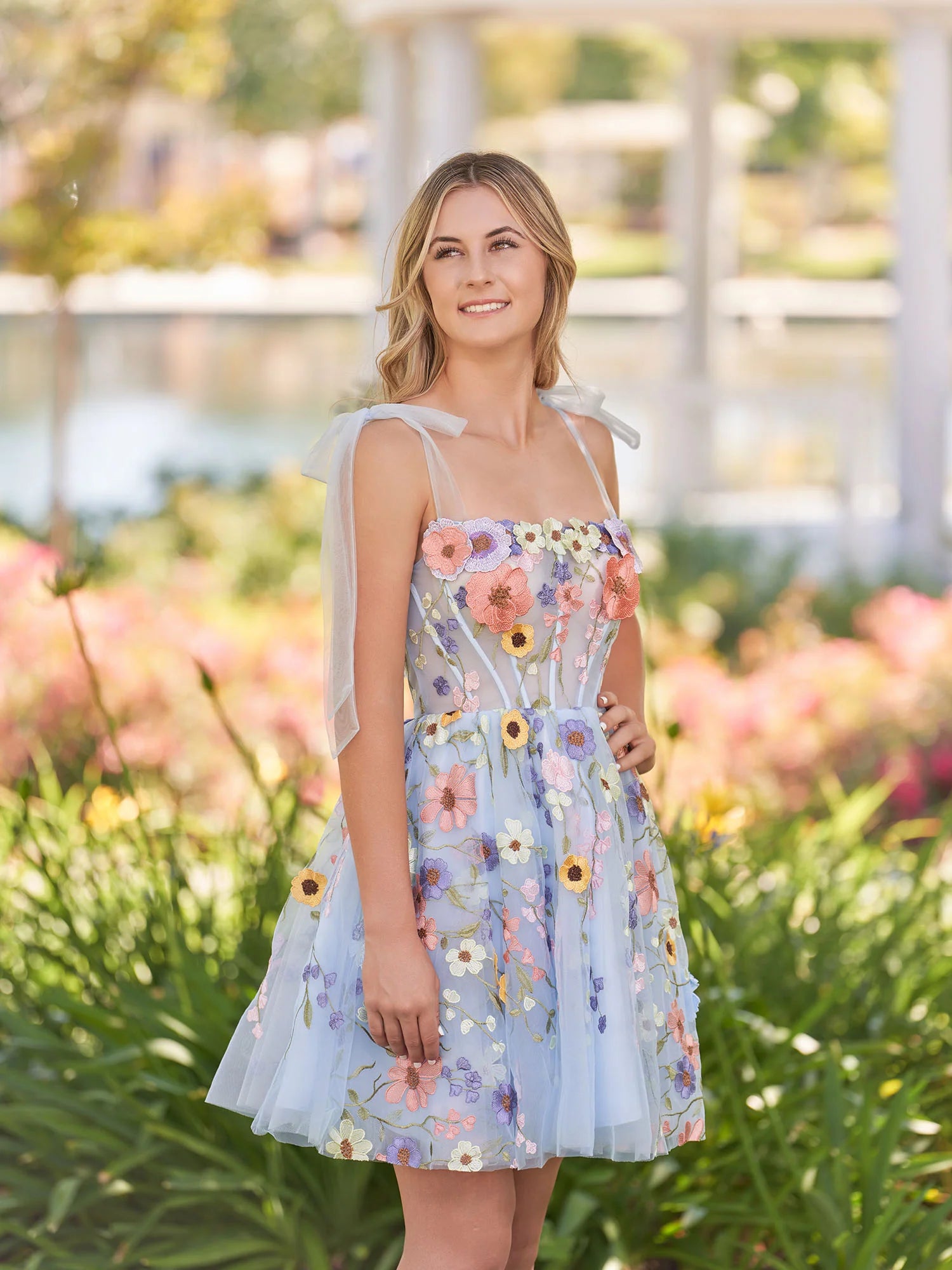 A-Line Lilac Short Homecoming Dress with 3D Flowers