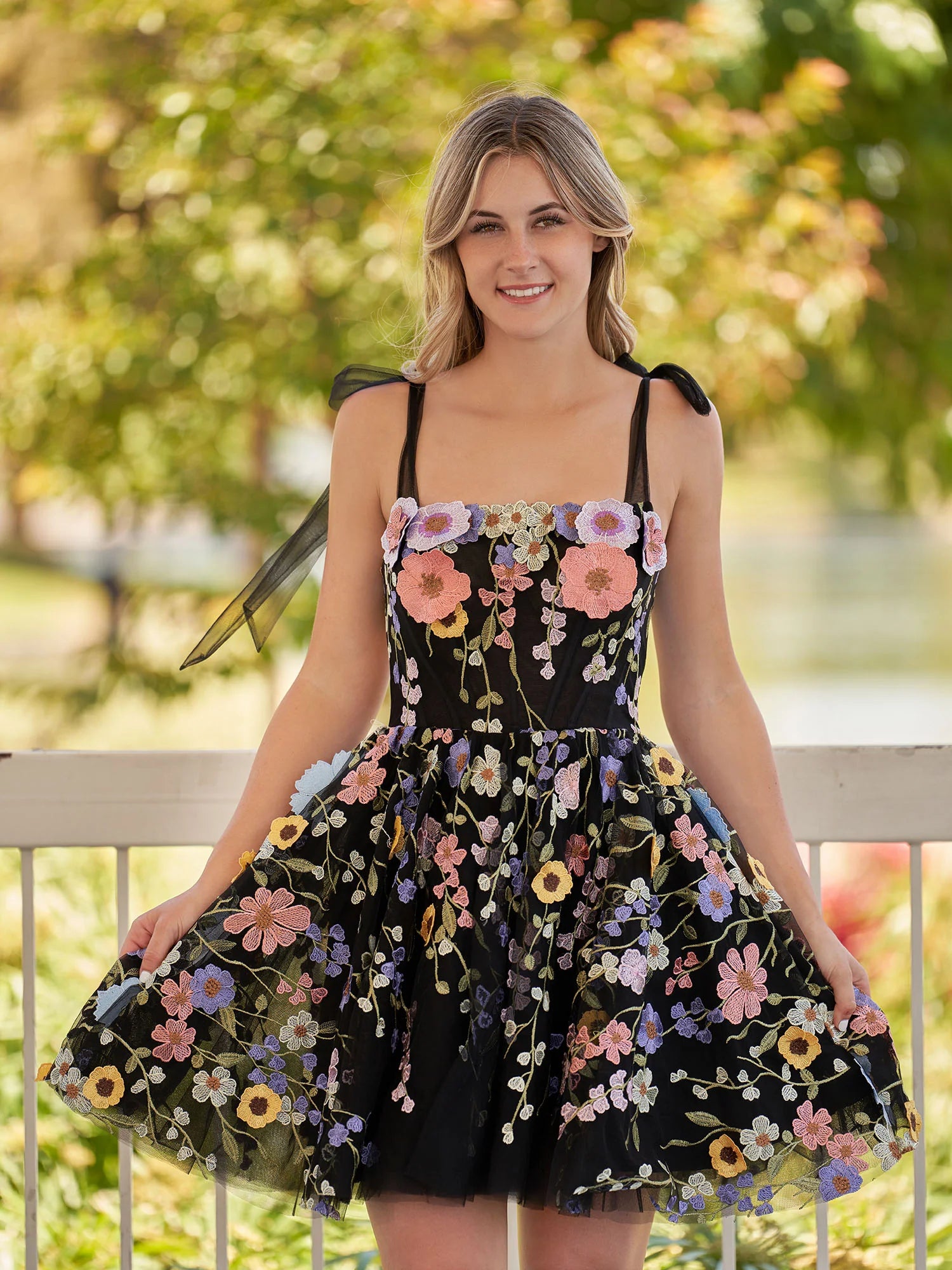 A-Line Lilac Short Homecoming Dress with 3D Flowers