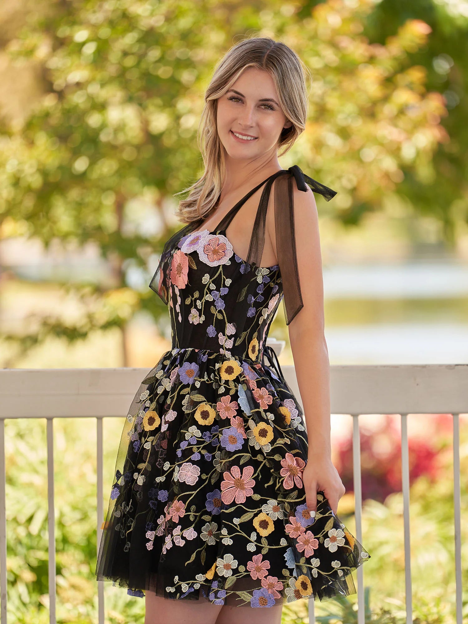 A-Line Lilac Short Homecoming Dress with 3D Flowers